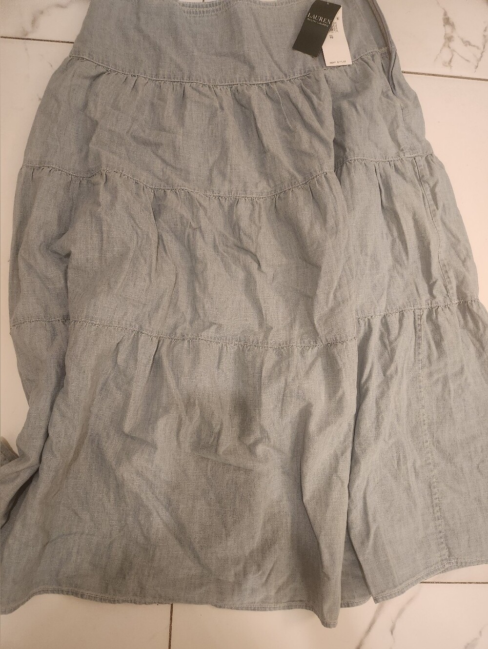 Ralth Lauren Denim Tired Maxi Denim Skirt  Size 10 Women -New With Tags-